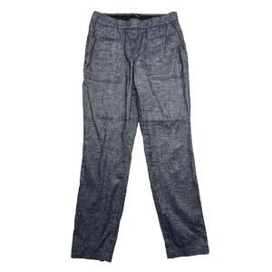 Theory Womens Size 2 Blue Tierra Wash North Sound Linen Blend Cropped Pants